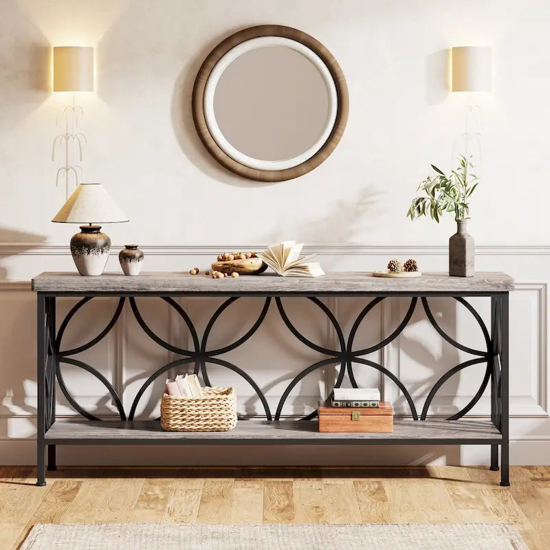 Tavolo da divano lungo 70.9 pollici, tavolo consolle industriale - 70.9 L 11.8 W 31.9 H