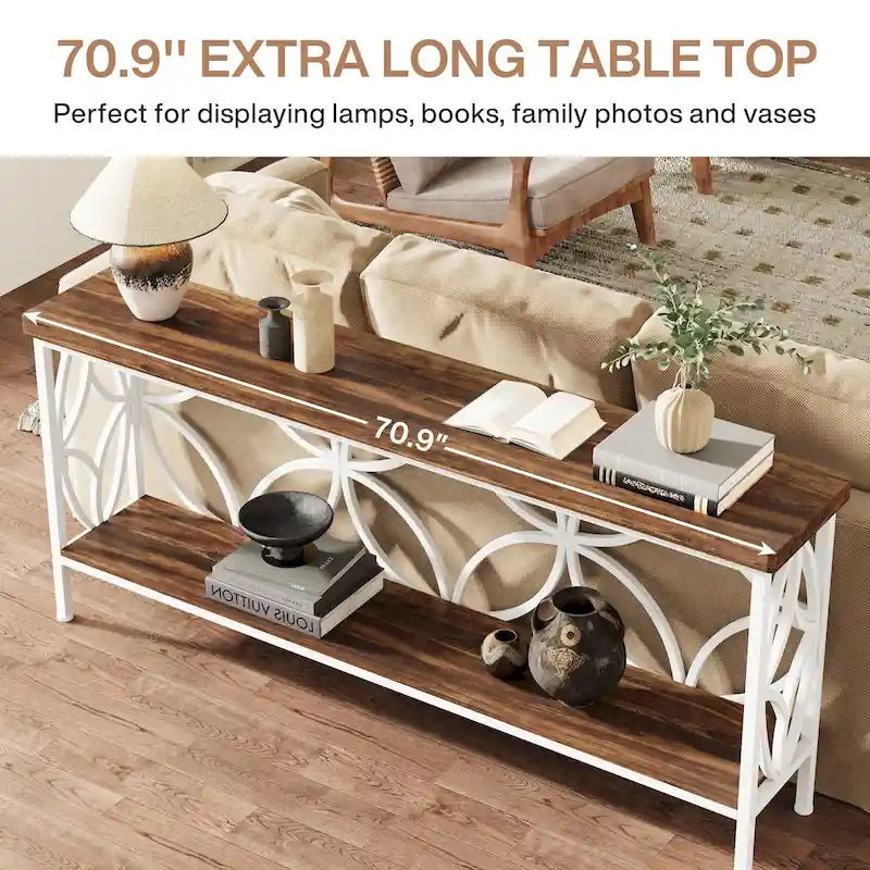 Tavolo da divano lungo 70.9 pollici, tavolo consolle industriale - 70.9 L 11.8 W 31.9 H