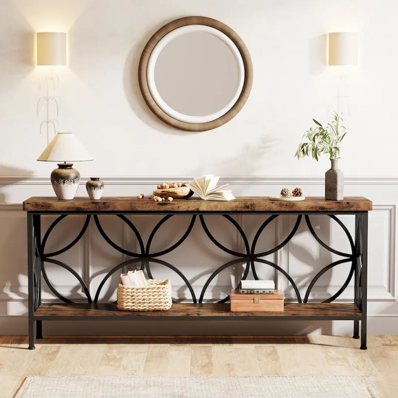Tavolo da divano lungo 70.9 pollici, tavolo consolle industriale - 70.9 L 11.8 W 31.9 H