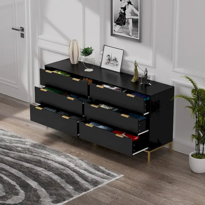 31.5 W schwarze Kommode mit 3 Schubladen, moderne Holzkommode, Aufbewahrungsorganizer