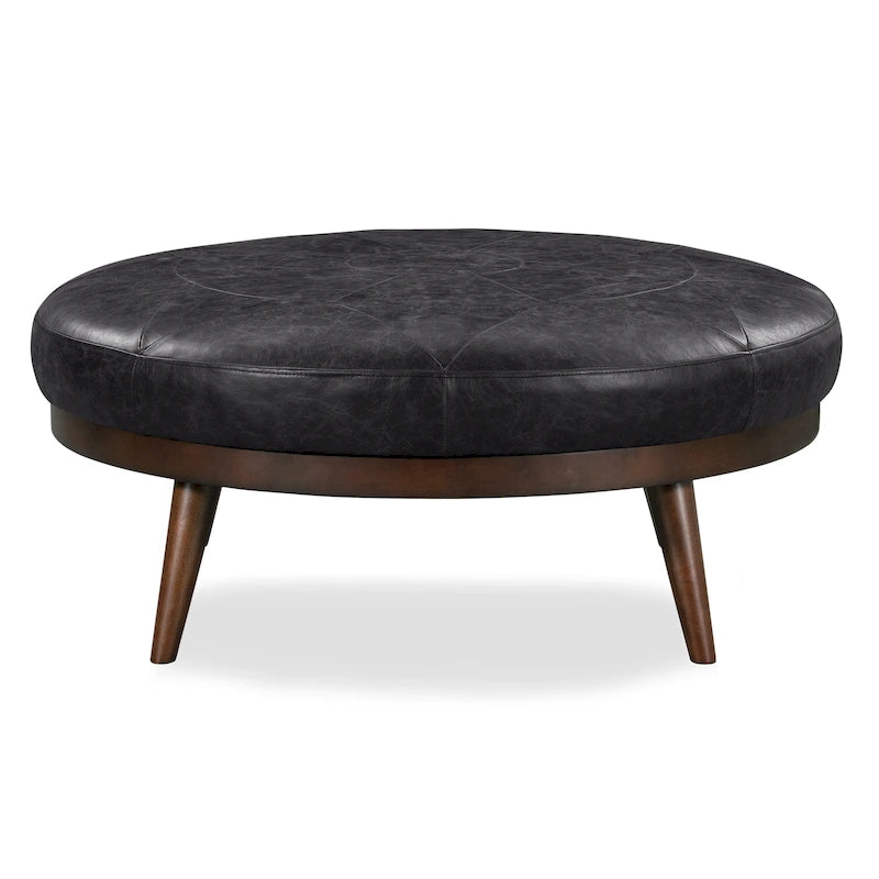Full Grain Genuine Italian Leather Ottoman