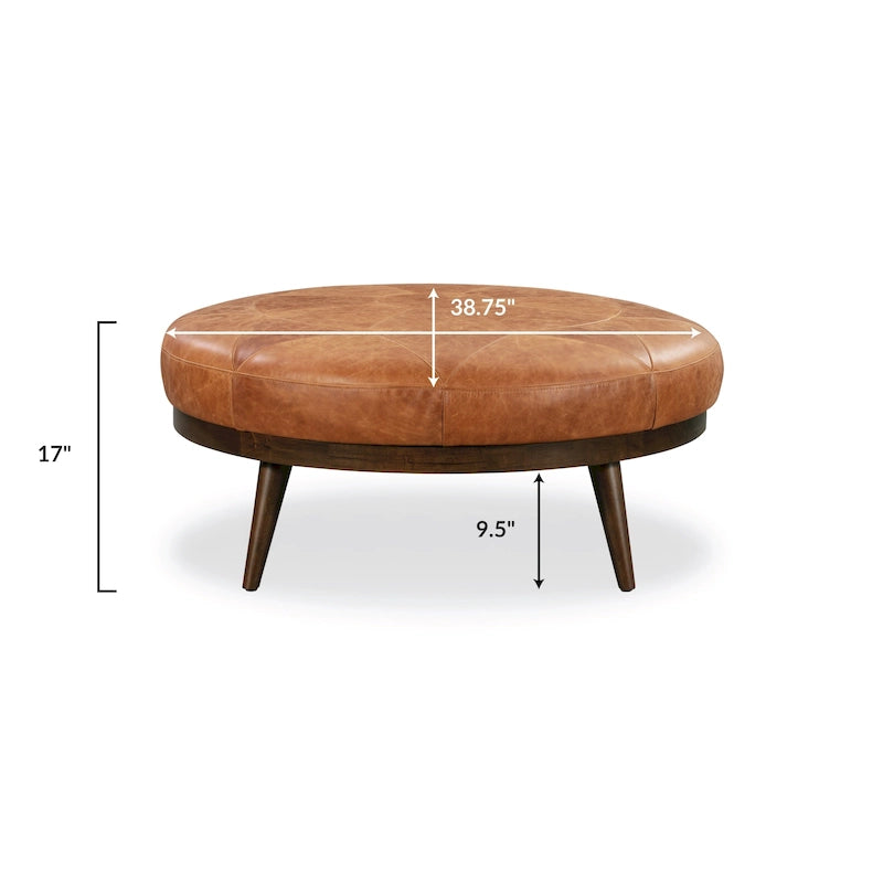 Full Grain Genuine Italian Leather Ottoman
