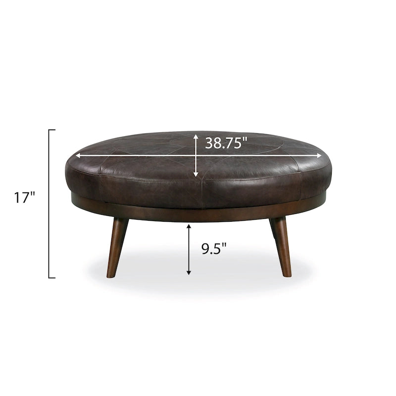 Full Grain Genuine Italian Leather Ottoman