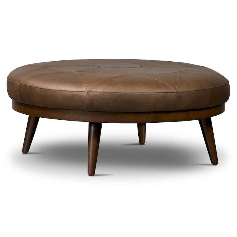 Full Grain Genuine Italian Leather Ottoman