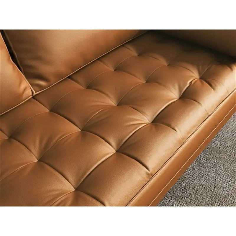 59 Zoll breiter Mid-Century-Zweisitzer aus Leder mit geraden Armlehnen