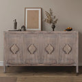 Credenza contenitore con anta a fiori intagliati in stile antico