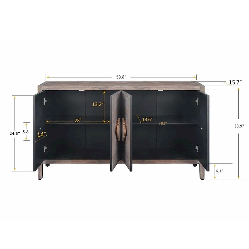 Credenza contenitore con anta a fiori intagliati in stile antico