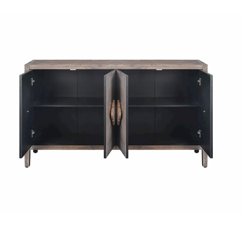 Credenza contenitore con anta a fiori intagliati in stile antico