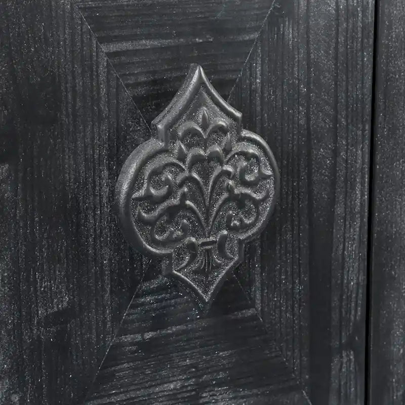 Credenza contenitore con anta a fiori intagliati in stile antico