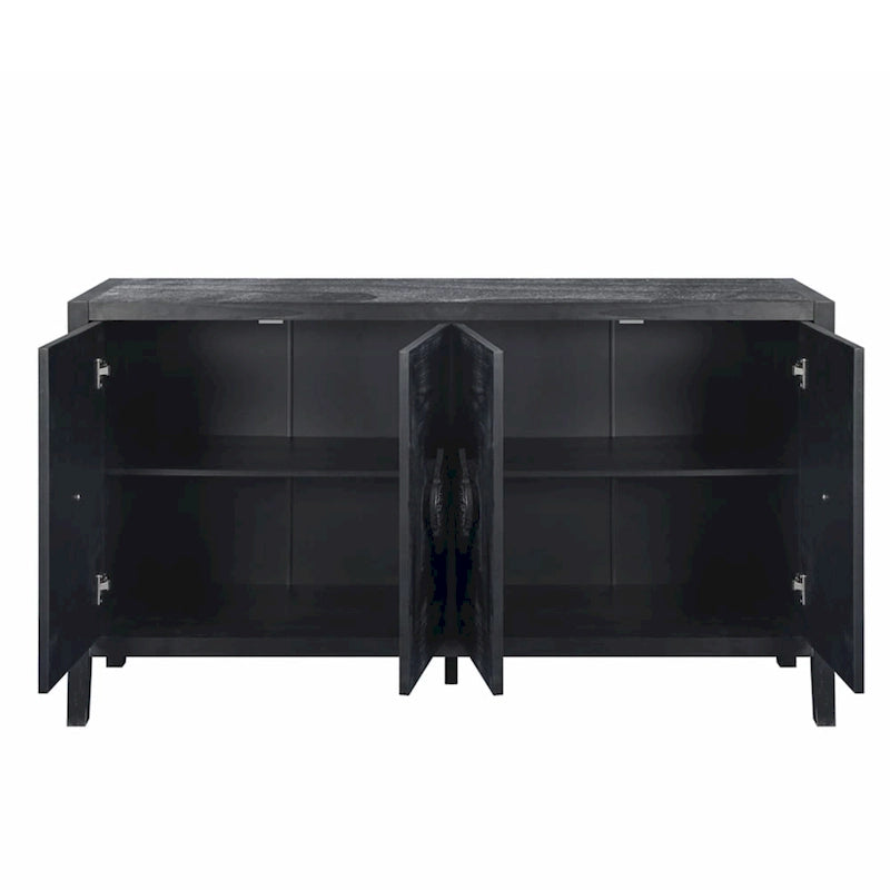 Credenza contenitore con anta a fiori intagliati in stile antico