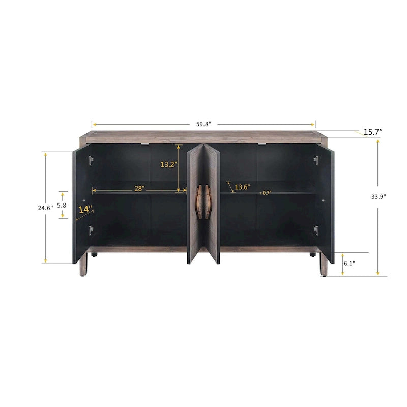 Credenza contenitore con anta a fiori intagliati in stile antico