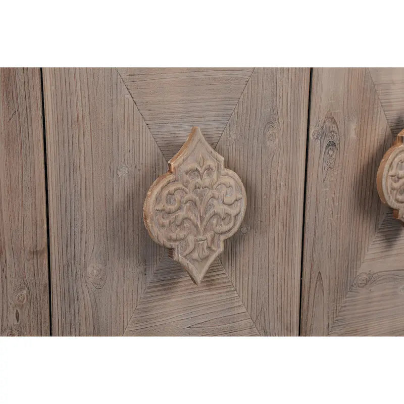 Credenza contenitore con anta a fiori intagliati in stile antico