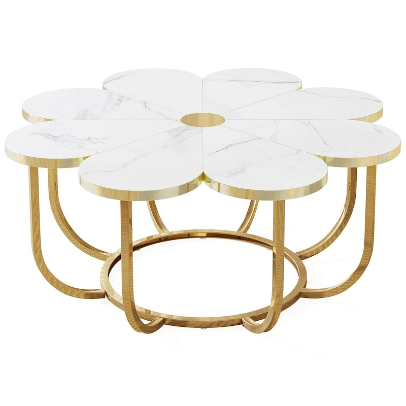 39.37-inch Modern Flower-Shaped Coffee Accent Table for Living Room