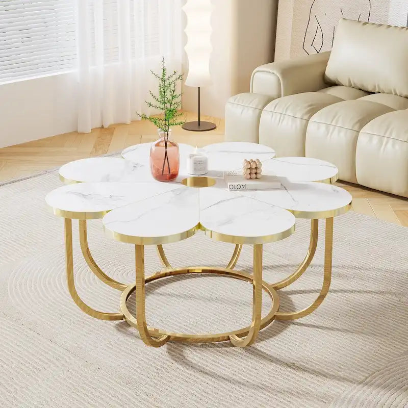 Moderner blütenförmiger Couchtisch, 39.37 Zoll, fürs Wohnzimmer