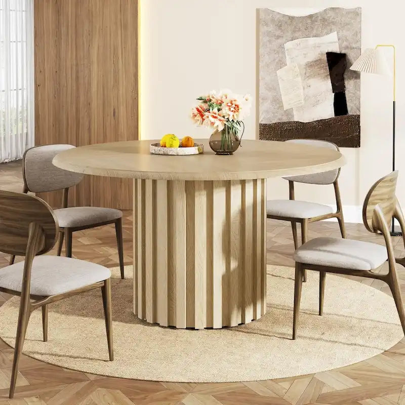 Tavolo da pranzo rotondo, tavolo moderno da cucina e sala da pranzo in stile rustico