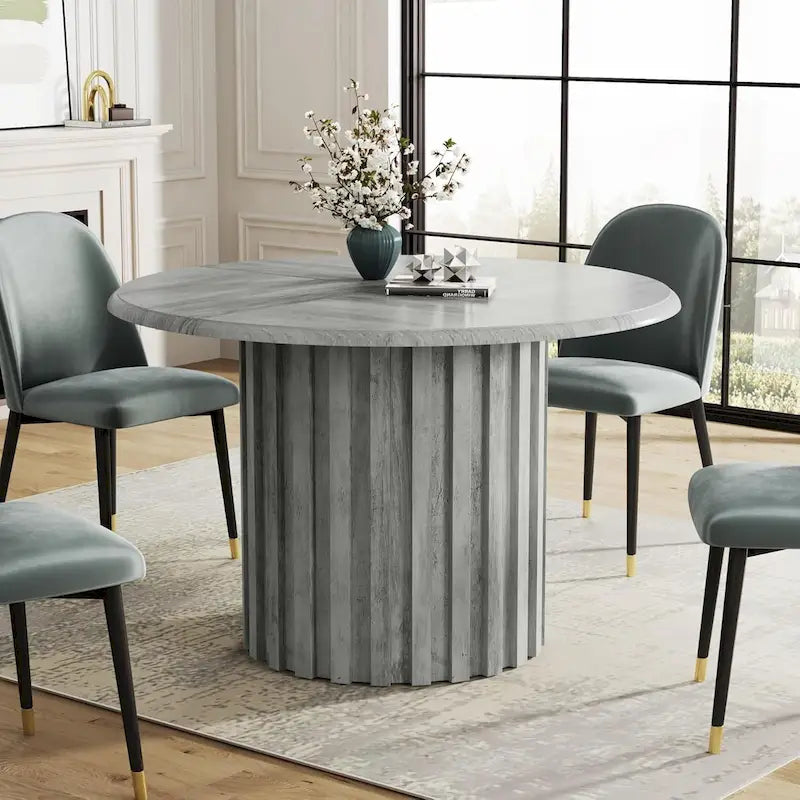 Tavolo da pranzo rotondo, tavolo moderno da cucina e sala da pranzo in stile rustico