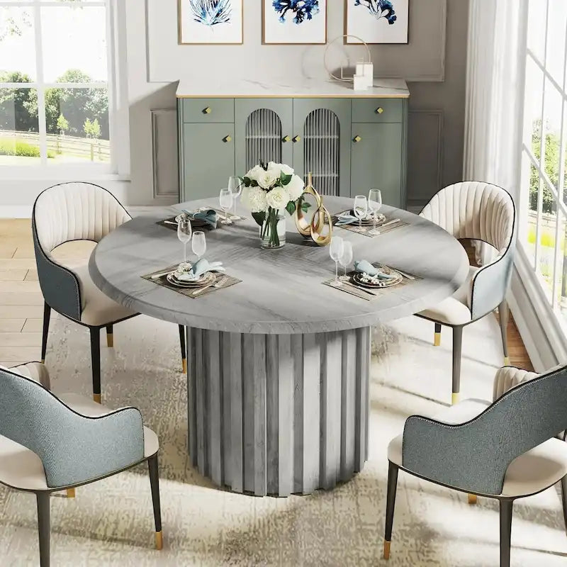 Tavolo da pranzo rotondo, tavolo moderno da cucina e sala da pranzo in stile rustico