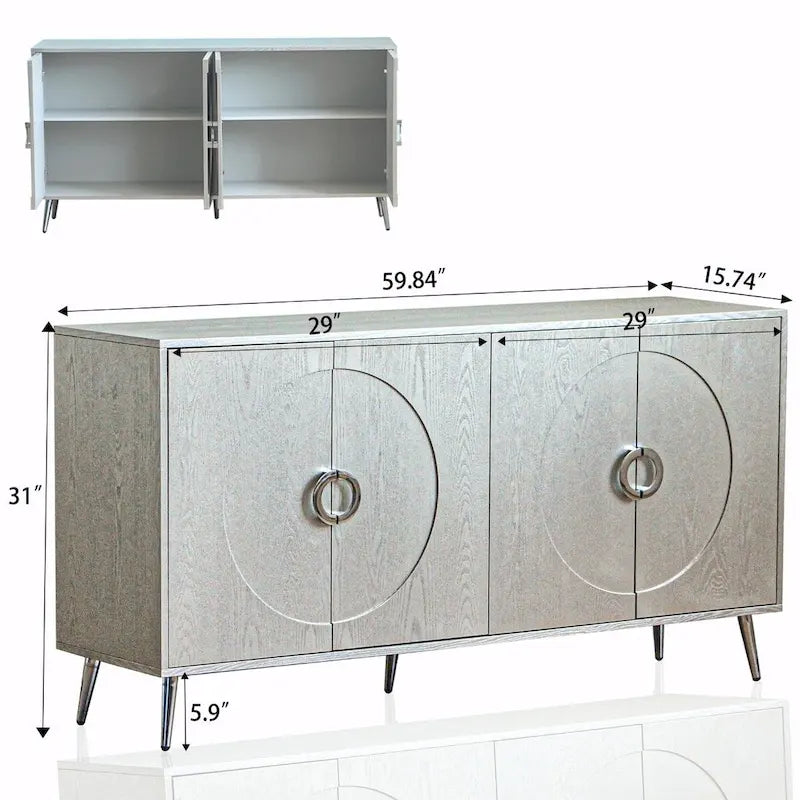 Credenza moderna in legno laccato con 4 ante
