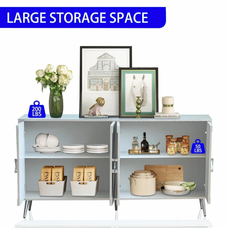 Credenza moderna in legno laccato con 4 ante