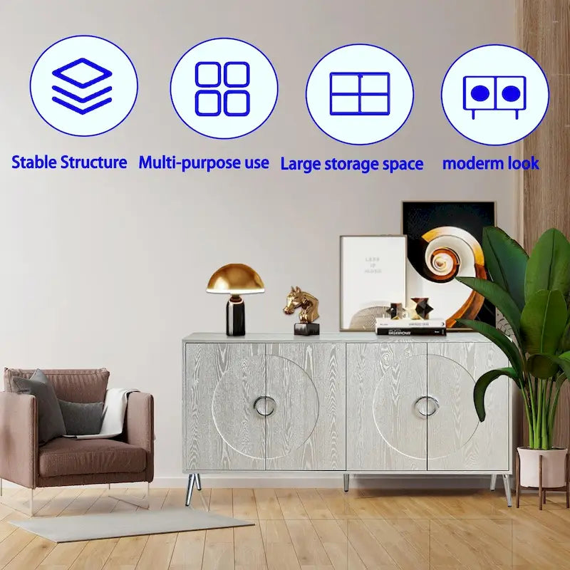Credenza moderna in legno laccato con 4 ante
