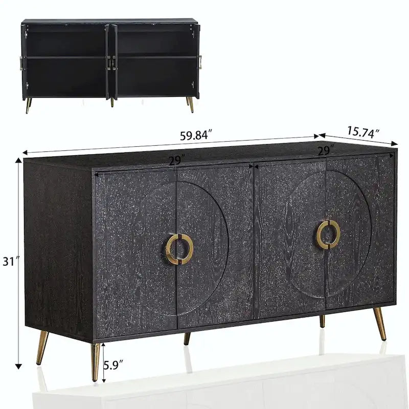 Credenza moderna in legno laccato con 4 ante