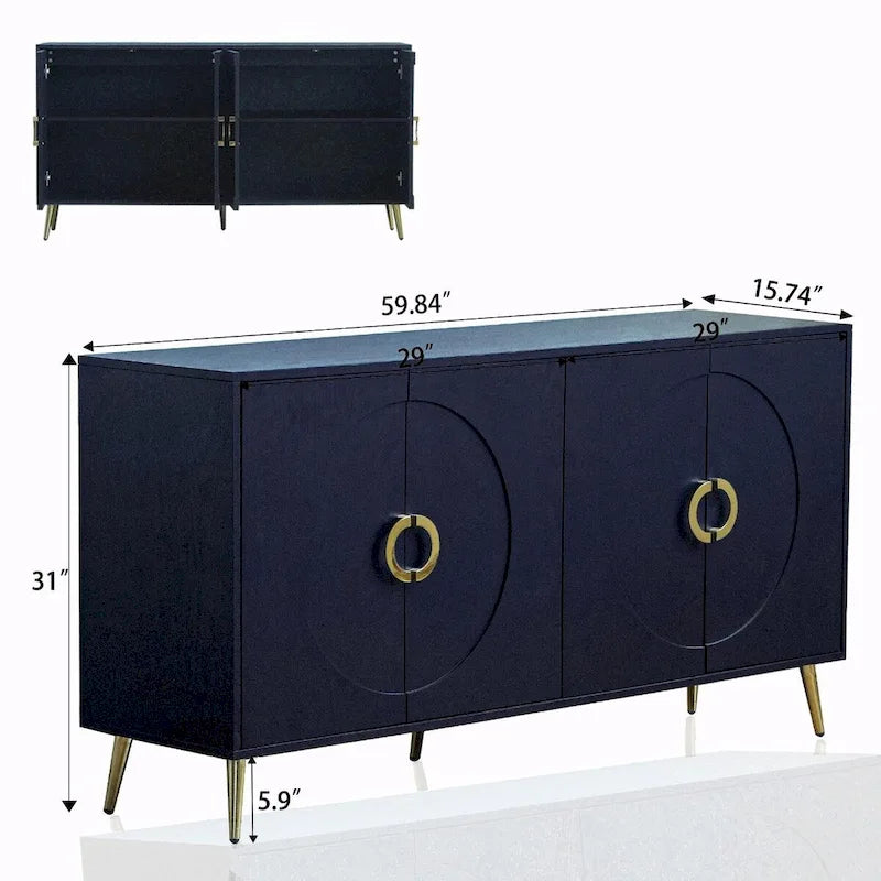 Credenza moderna in legno laccato con 4 ante